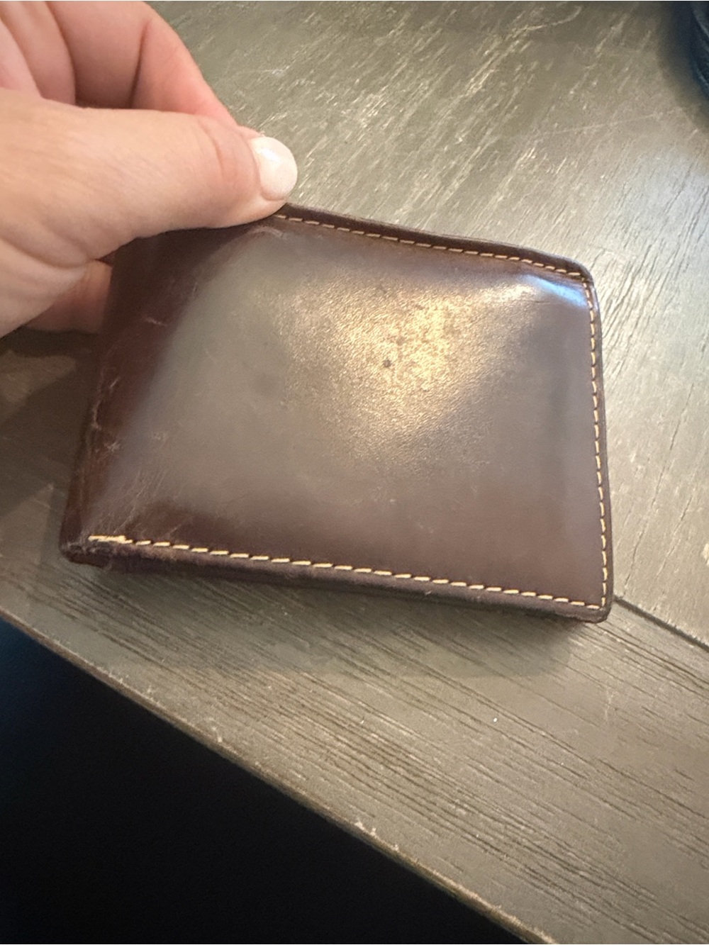 Brown Leather Bifold Wallet - Men's Accessory
